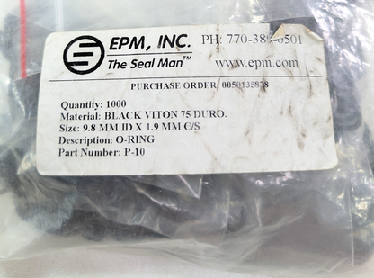 100X Viton O-Rings Seal 9.8mm ID, 1.9mm Cross Section Black 75 Durometer P-103