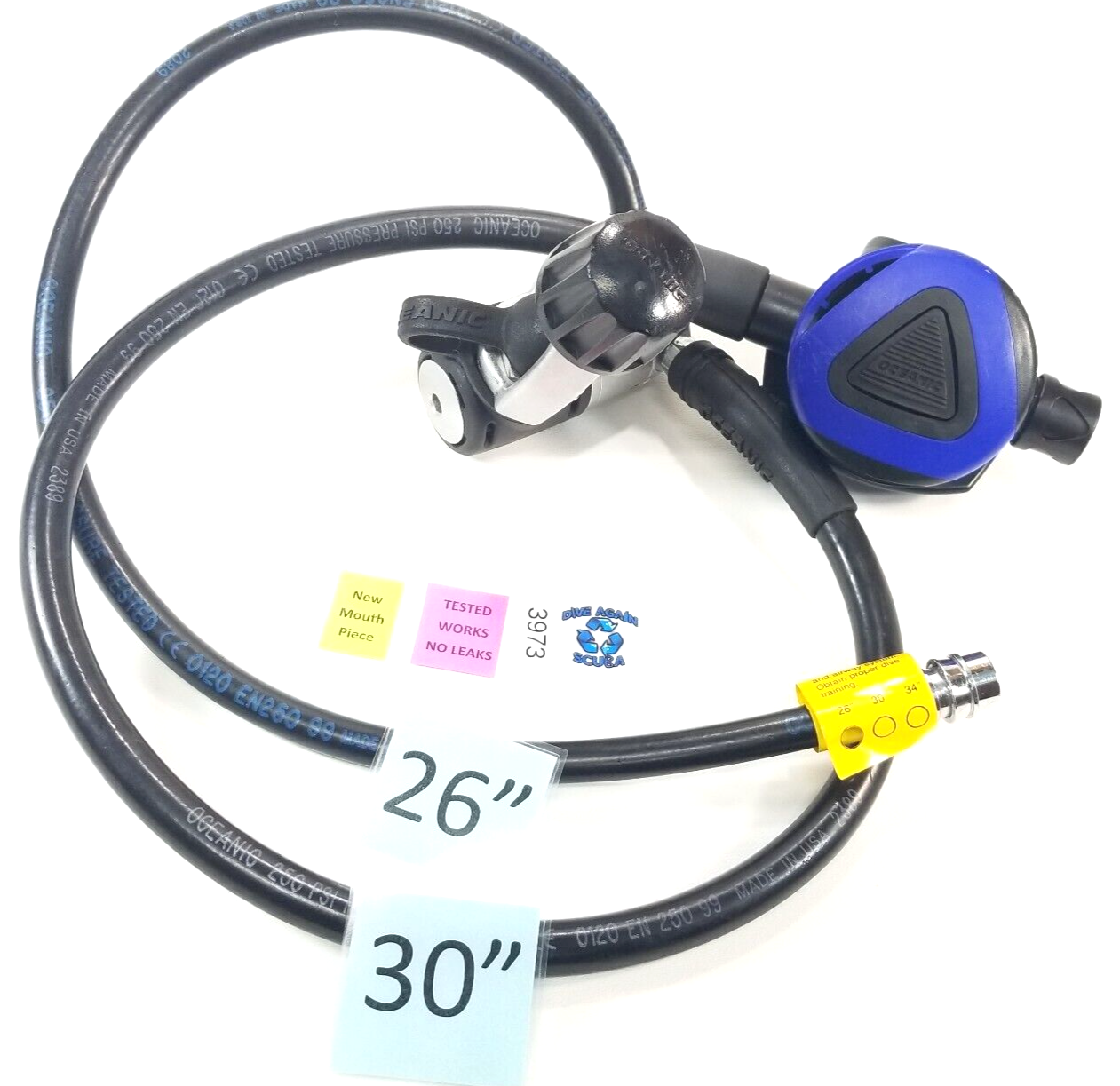 Oceanic Delta 2 Scuba Dive Regulator Set Yoke 1st Stage Adjustable Balanced 39730