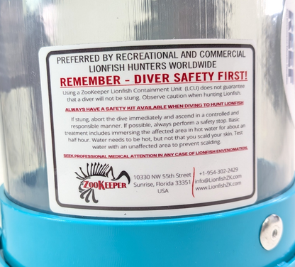 ZooKeeper 12" Lionfish & Marine Debris Containment Unit Teal Scuba Dive Locker12