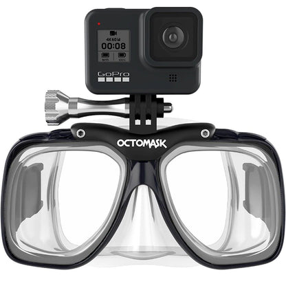 NEW Octomask Standard Scuba Diving Mask GoPro Hero Camera Mount Black / Clear