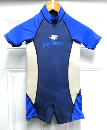 Maui and Sons Kids 3mm Teal Shorty Size Large LG L Scuba Dive WetSuit Youth Blue0