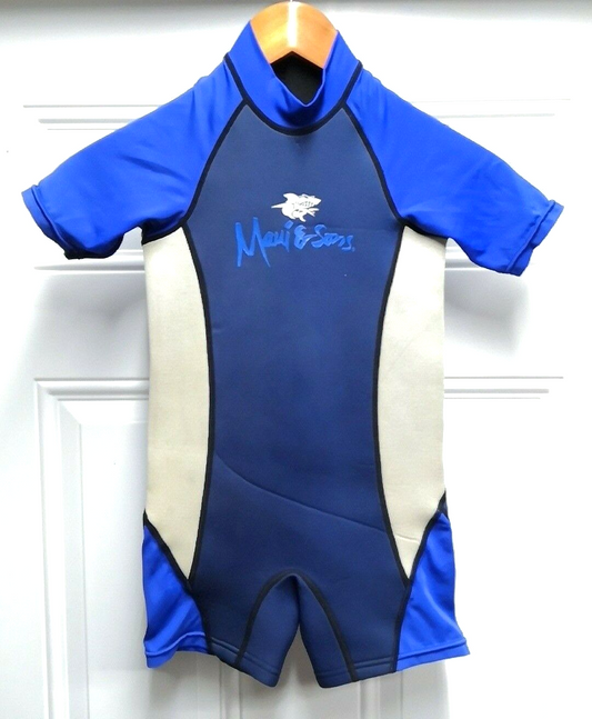 Maui and Sons Kids 3mm Teal Shorty Size Large LG L Scuba Dive WetSuit Youth Blue0