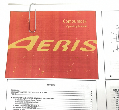 Aeris CompuMask Scuba Dive Wireless Computer Operating Manual Printed Compu Mask2