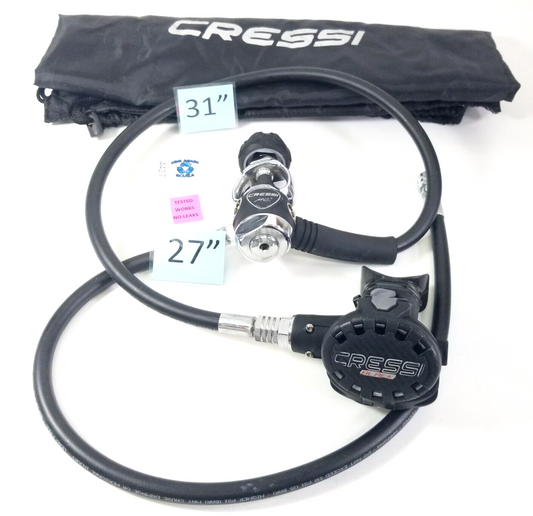 Cressi Black MC5 Scuba Dive Regulator Set Yoke 1st Stage, Piston 2nd + Inflator0