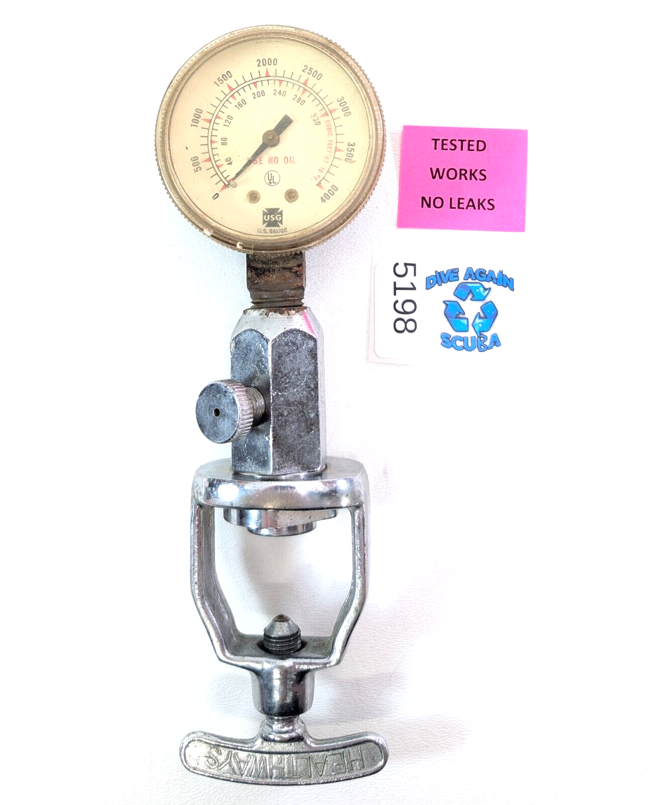 Scuba Dive Yoke Tank Cylinder Pressure Checker 4000 PSI - 330 Bar Check Gauge0