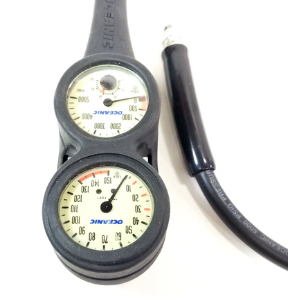 Oceanic Navigator 3 Gauge Scuba Dive Complete Console SPG, Depth, Compass  #5031