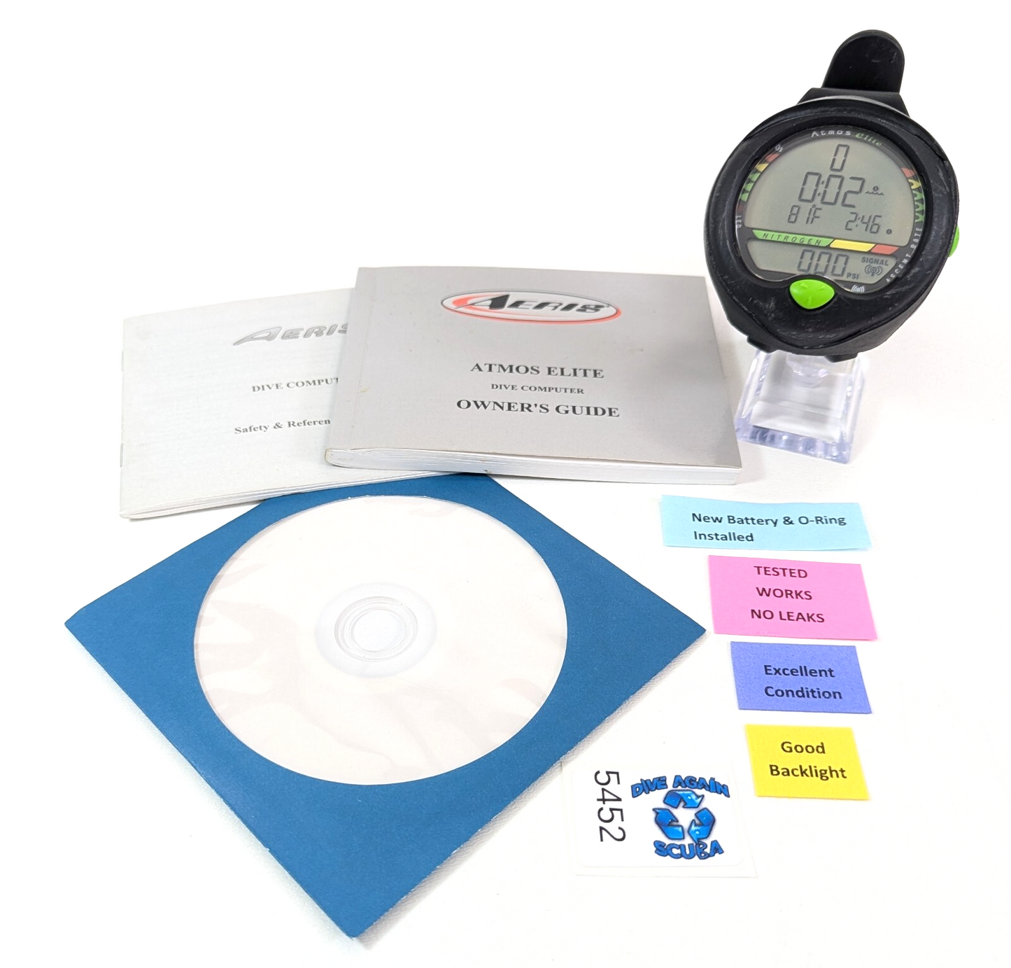 Aeris Atmos Elite Wrist Wireless Hoseless Air & Nitrox Scuba Dive Computer #54520