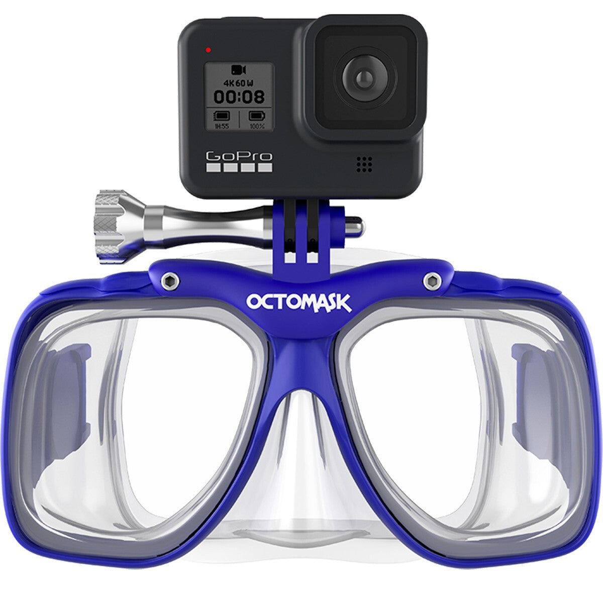 NEW Octomask Standard Scuba Diving Mask GoPro Hero Camera Mount Blue / Clear0