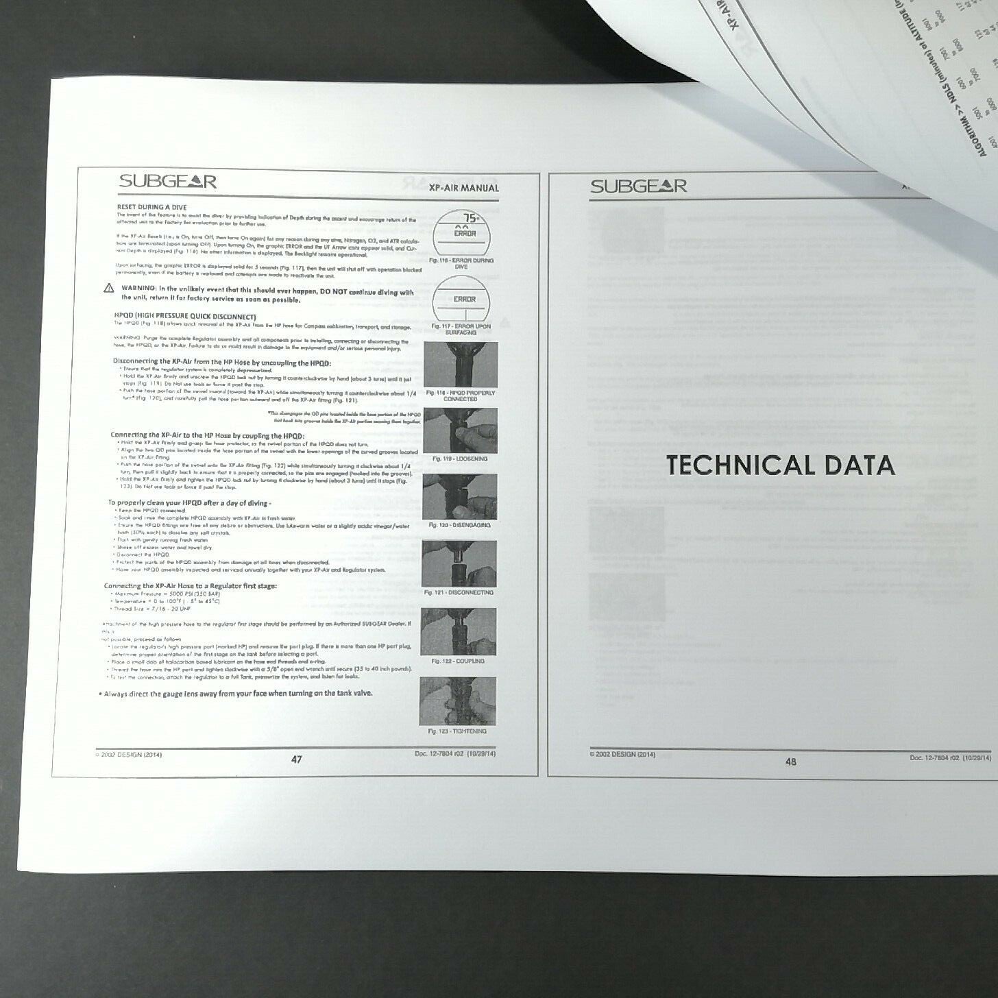 Sub gear / Scubapro XP Air 54 Page Scuba Dive Computer Printed Manual XPA, XPAir6