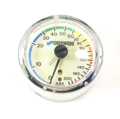 Sherwood 200' Depth Gauge Puck Module Scuba Dive + Max Depth Gauge Genesis #4468