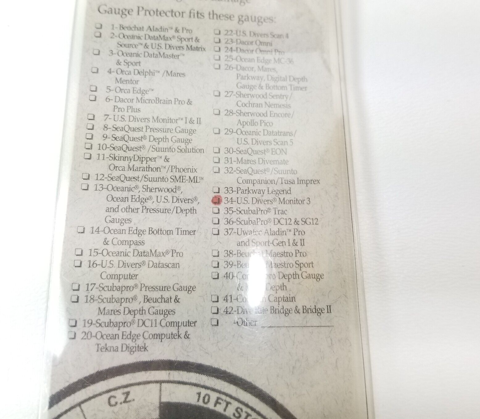 US Divers Monitor 3 Scuba Dive Computer Lens Guard Screen Protector U.S.2