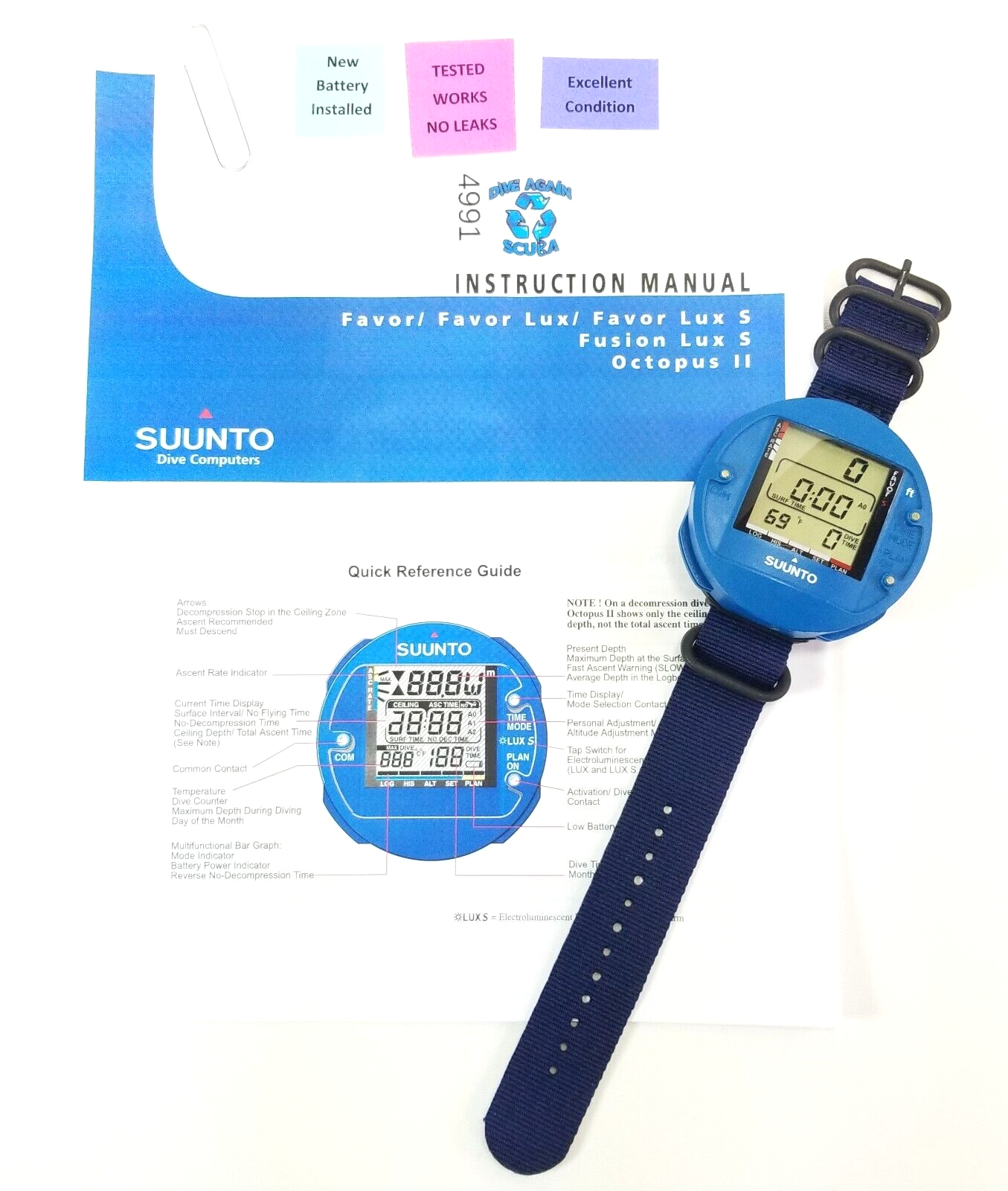 Suunto SeaQuest Favor S Scuba Dive Wrist Computer Companion Fusion Octopus #49910