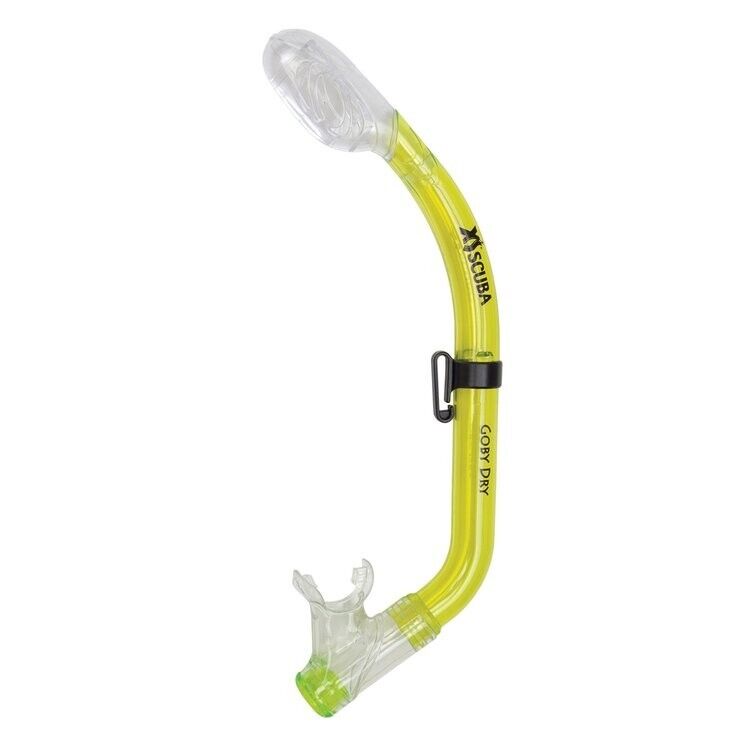 XS Scuba Goby Dry Snorkel Dual Purge System Child / Youth Dive Blue Yellow