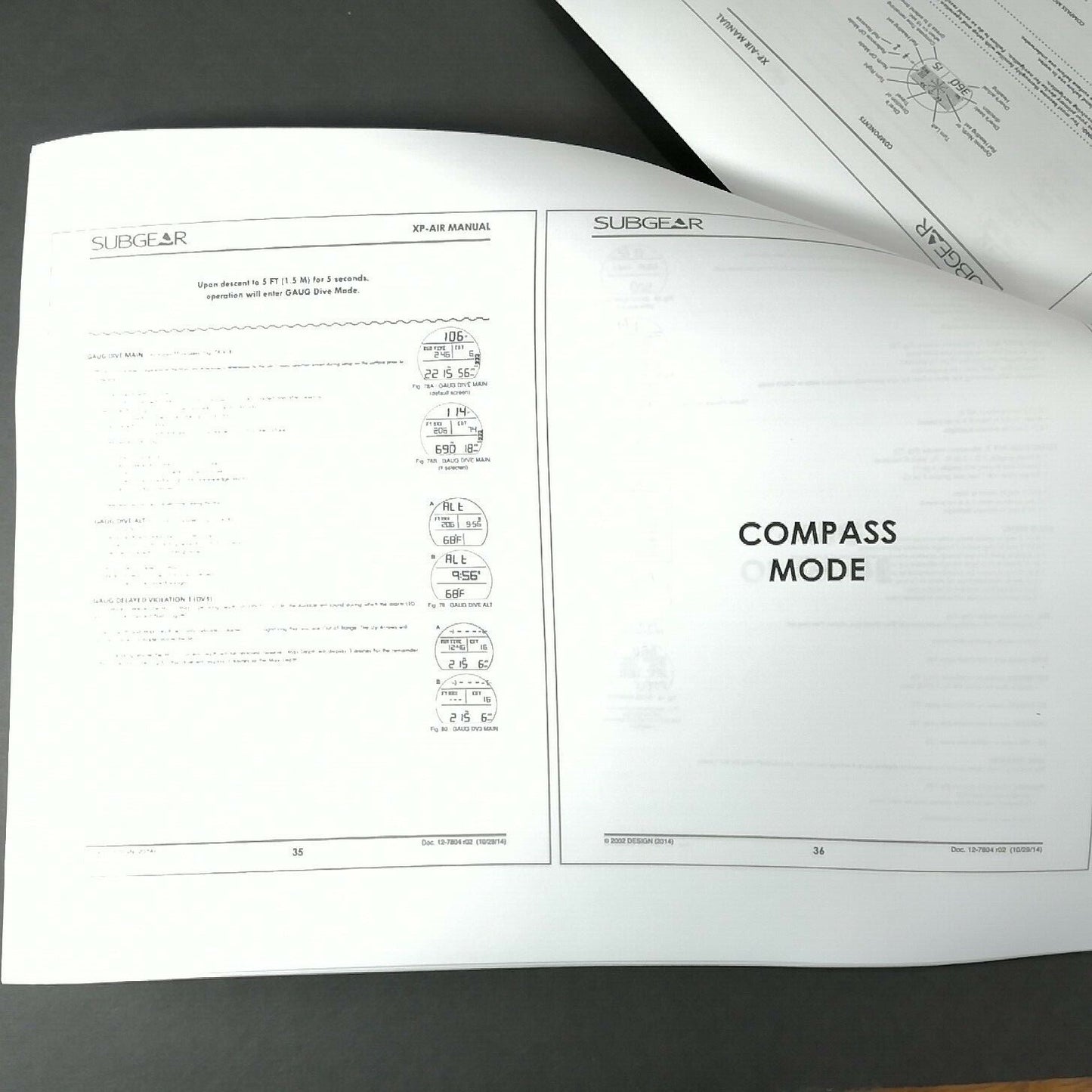 Sub gear / Scubapro XP Air 54 Page Scuba Dive Computer Printed Manual XPA, XPAir4