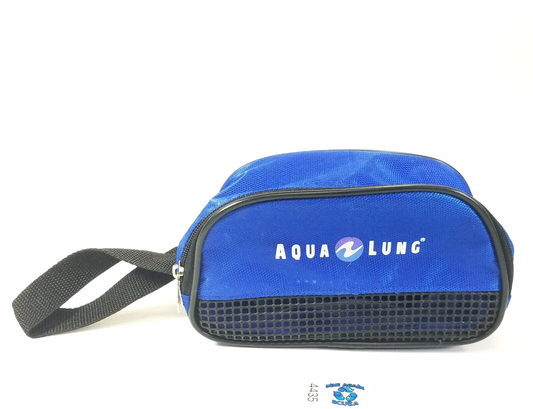 Aqua Lung Soft Zippered Mesh Mask Bag Scuba Diving Carry Case Black / Blue #4435