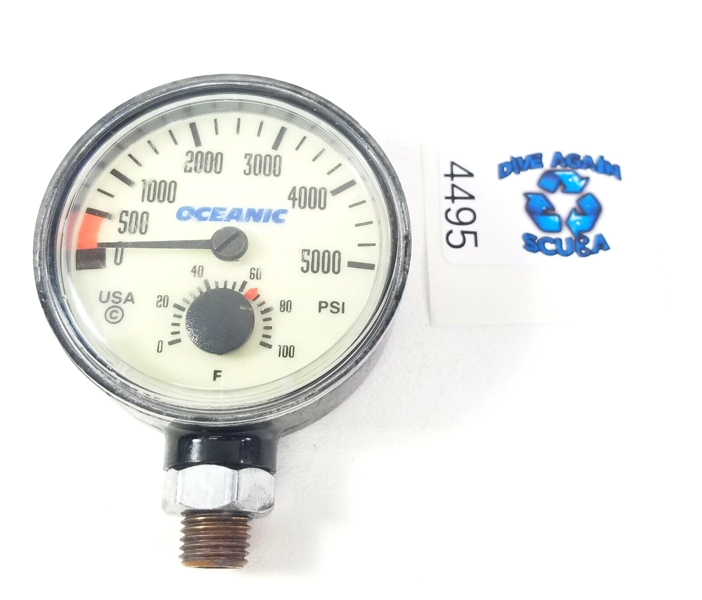 Oceanic 5000 PSI SPG Submersible Pressure Gauge + Thermometer 5,000 Scuba  #4495