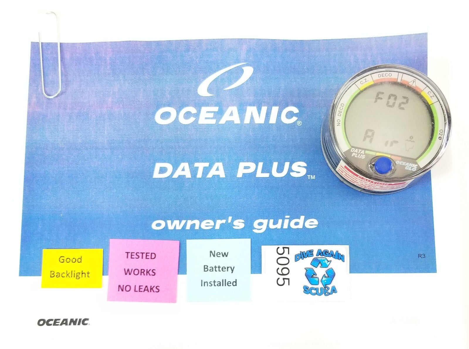 Oceanic Data Plus Air & Nitrox Puck Scuba Dive Computer + Manual EXCELLENT #50950
