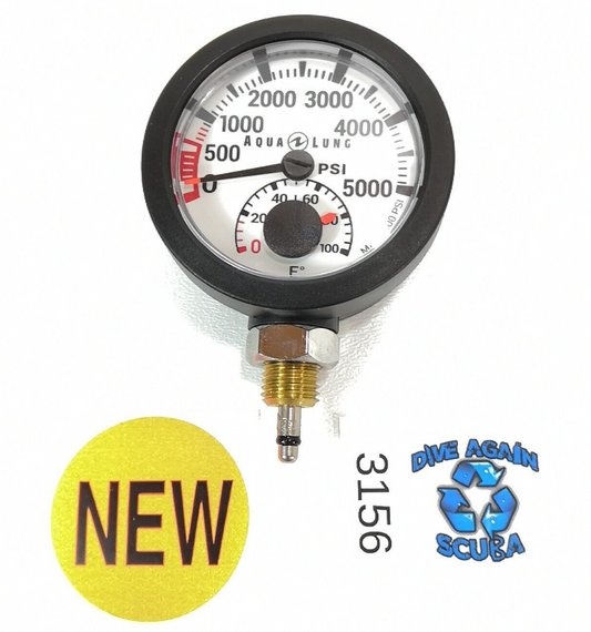 NEW Aqua Lung 5000 PSI SPG Pressure Gauge + Thermometer Scuba Dive (Oceanic Swiv0