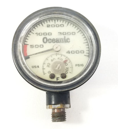 Oceanic 4000 PSI SPG Submersible Pressure Gauge + Thermometer 4,000 Scuba  #4353