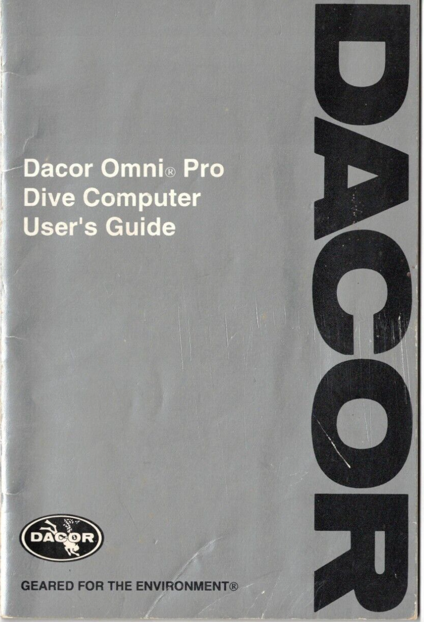 Dacor Omni Pro Scuba Dive Computer Instruction Printed Manual0