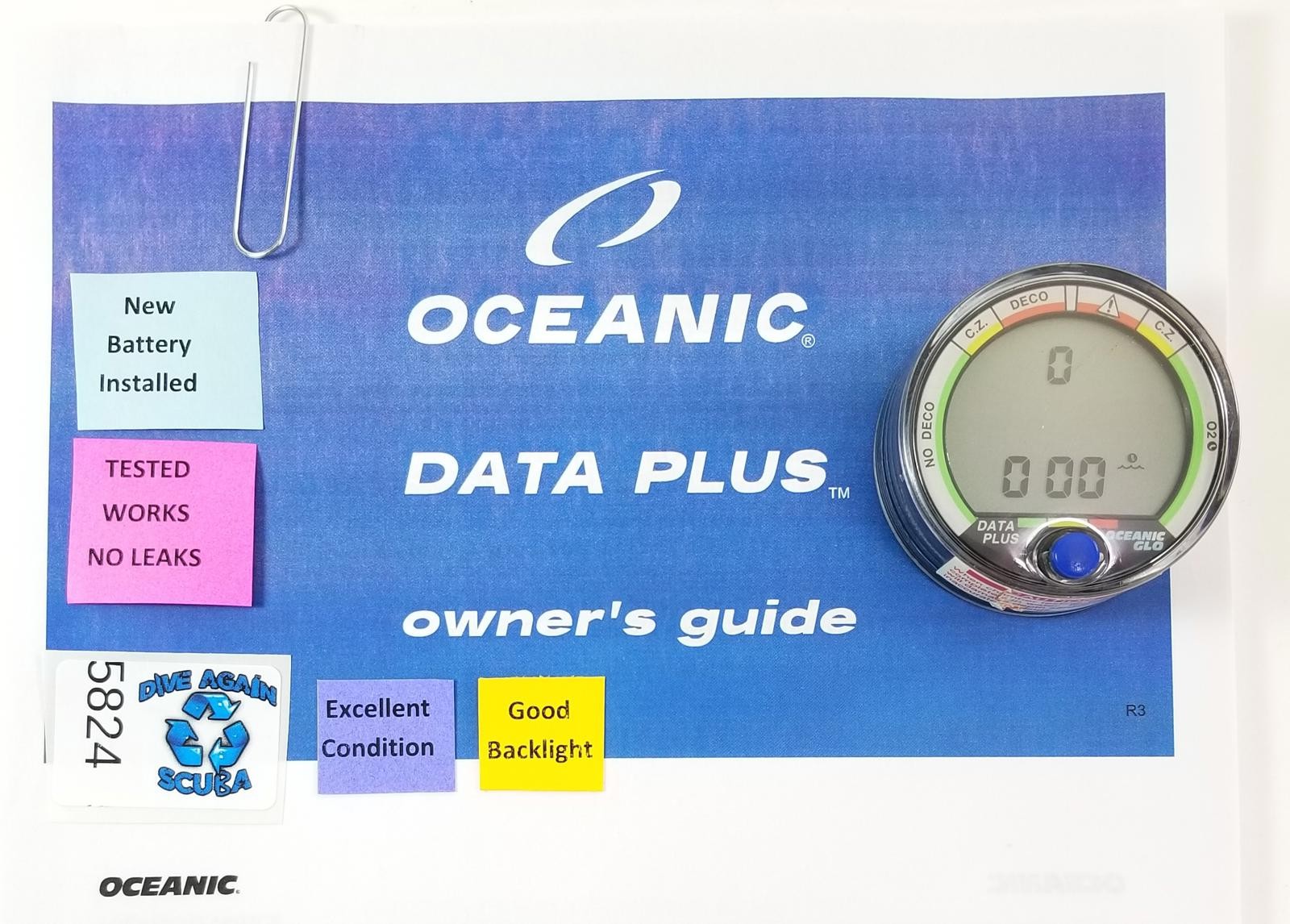 Oceanic Data Plus Air & Nitrox Puck Scuba Dive Computer + Manual EXCELLENT #58240