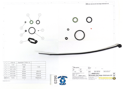 Poseidon Jetstream Service Rebuild Kit 2nd Stage Scuba Dive Regulator 0009-0110
