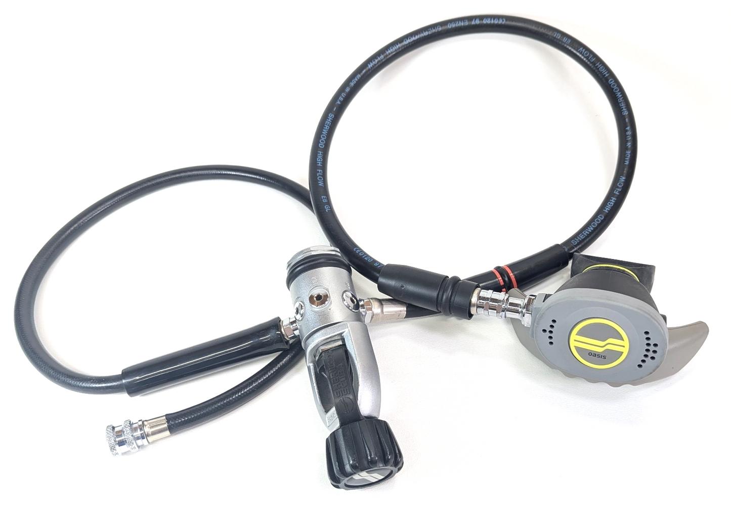 Sherwood Oasis Scuba Dive Regulator Set Yoke, 1st, 2nd Stage & Inflator SRB57005