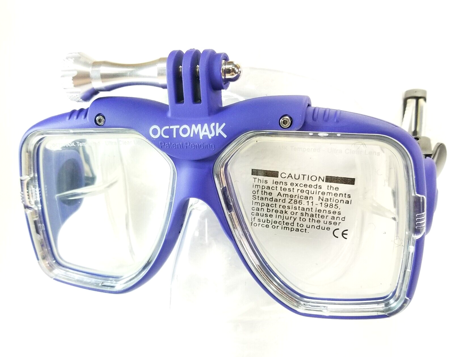 NEW Octomask Standard Scuba Diving Mask GoPro Hero Camera Mount Blue / Clear14