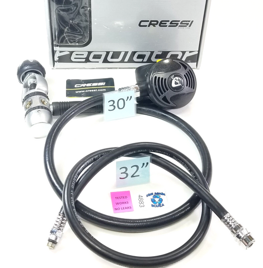 Cressi XS Scuba Dive Regulator Set Yoke 1st Stage, 2nd, Inflator Hose      #4883