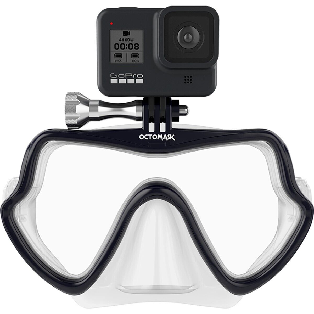 NEW Octomask Frameless Scuba Dive Mask GoPro Hero Camera Mount Black / Clear