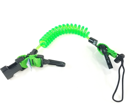 Cetacea Scuba Stretch Diving Dive Coil Lanyard Quick Release Buckle Snaps Green