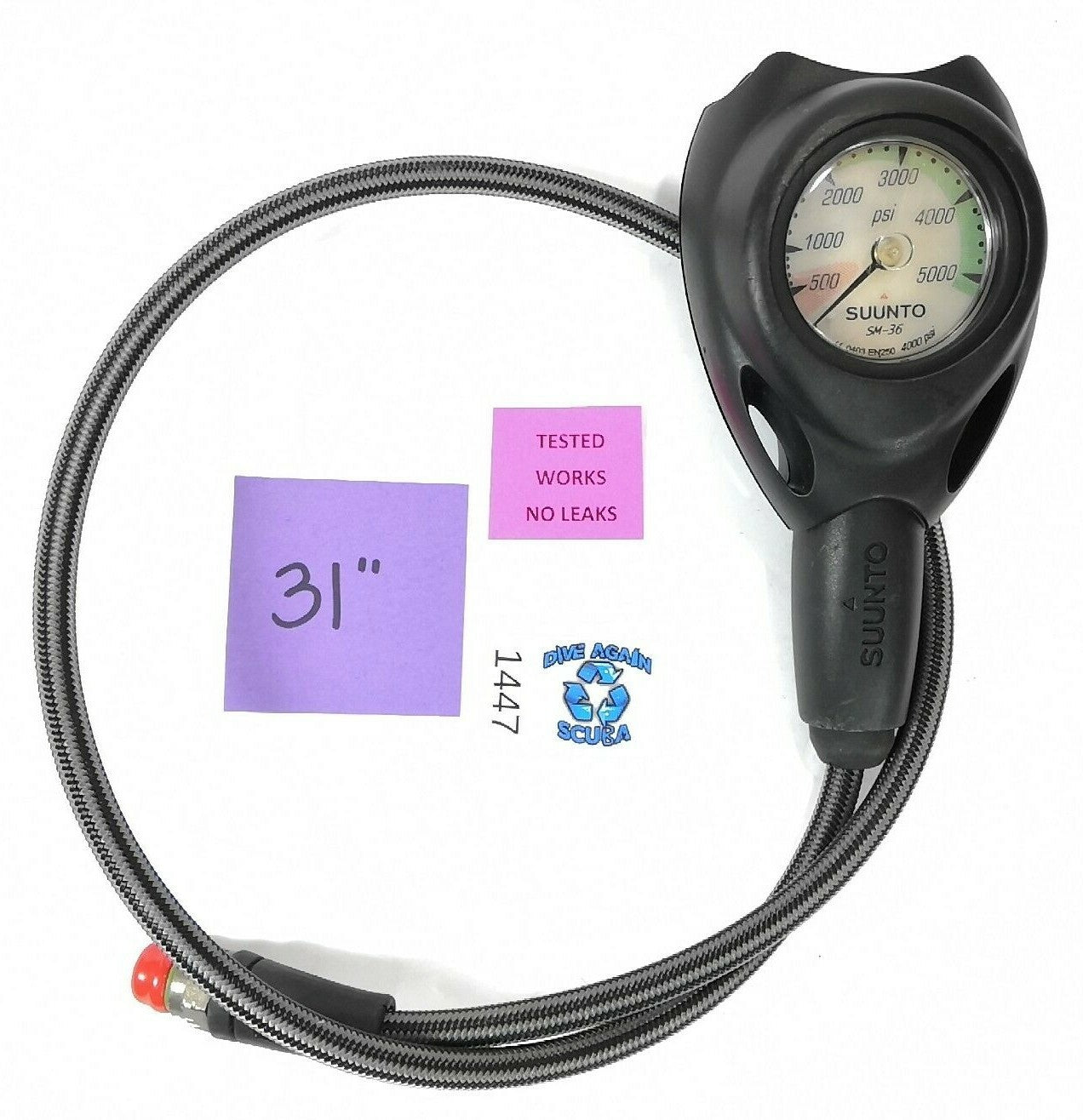 Suunto SM-36 2in 5000 PSI SPG Submersible Pressure Gauge Scuba Dive w Boot #14471