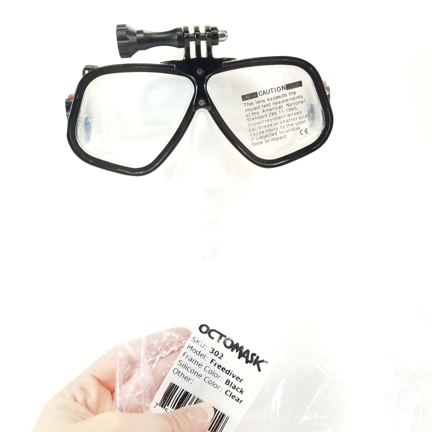 NEW Octomask Freediver Scuba Diving Mask GoPro Hero Camera Mount Black / Clear8