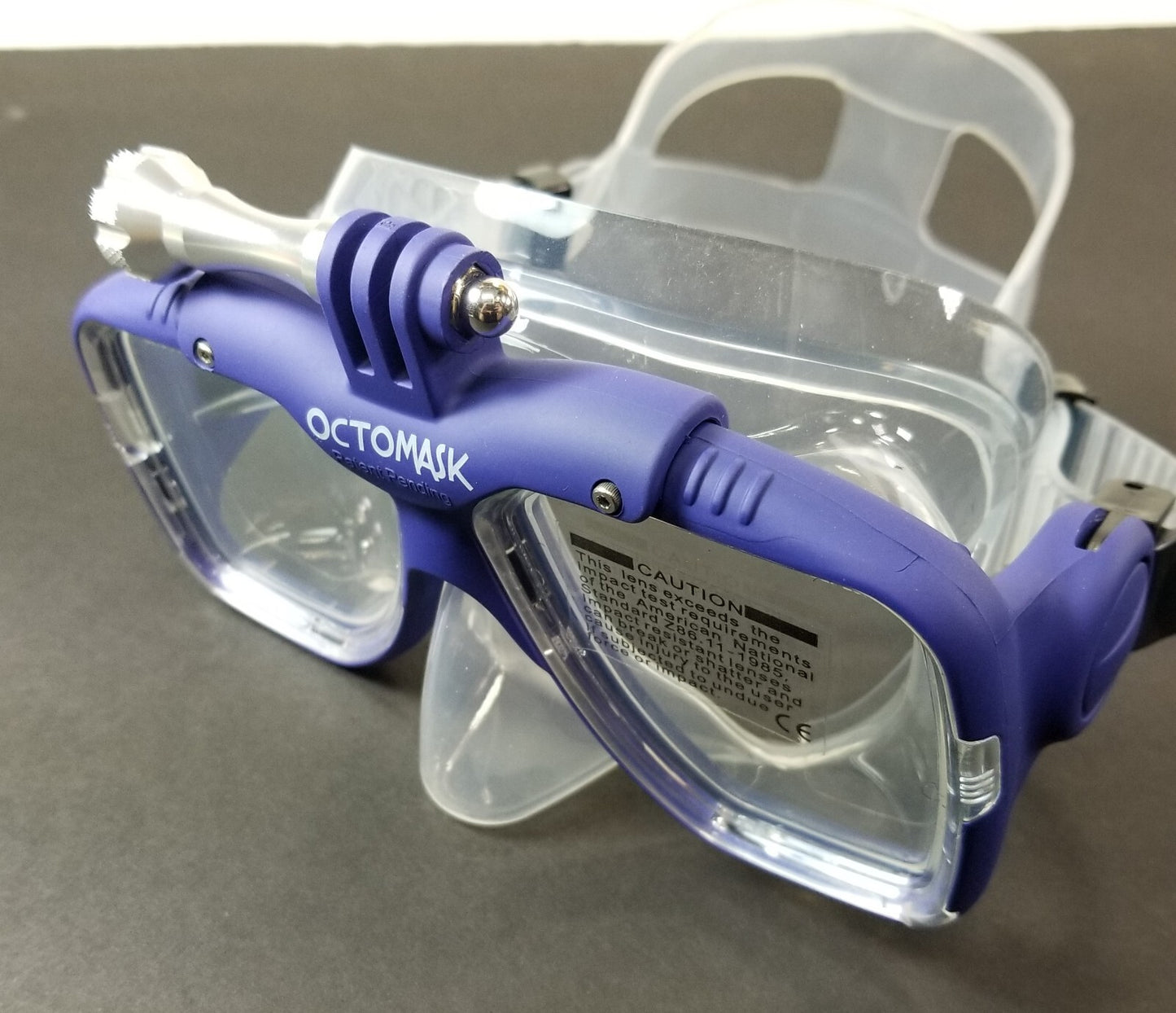 NEW Octomask Standard Scuba Diving Mask GoPro Hero Camera Mount Blue / Clear4