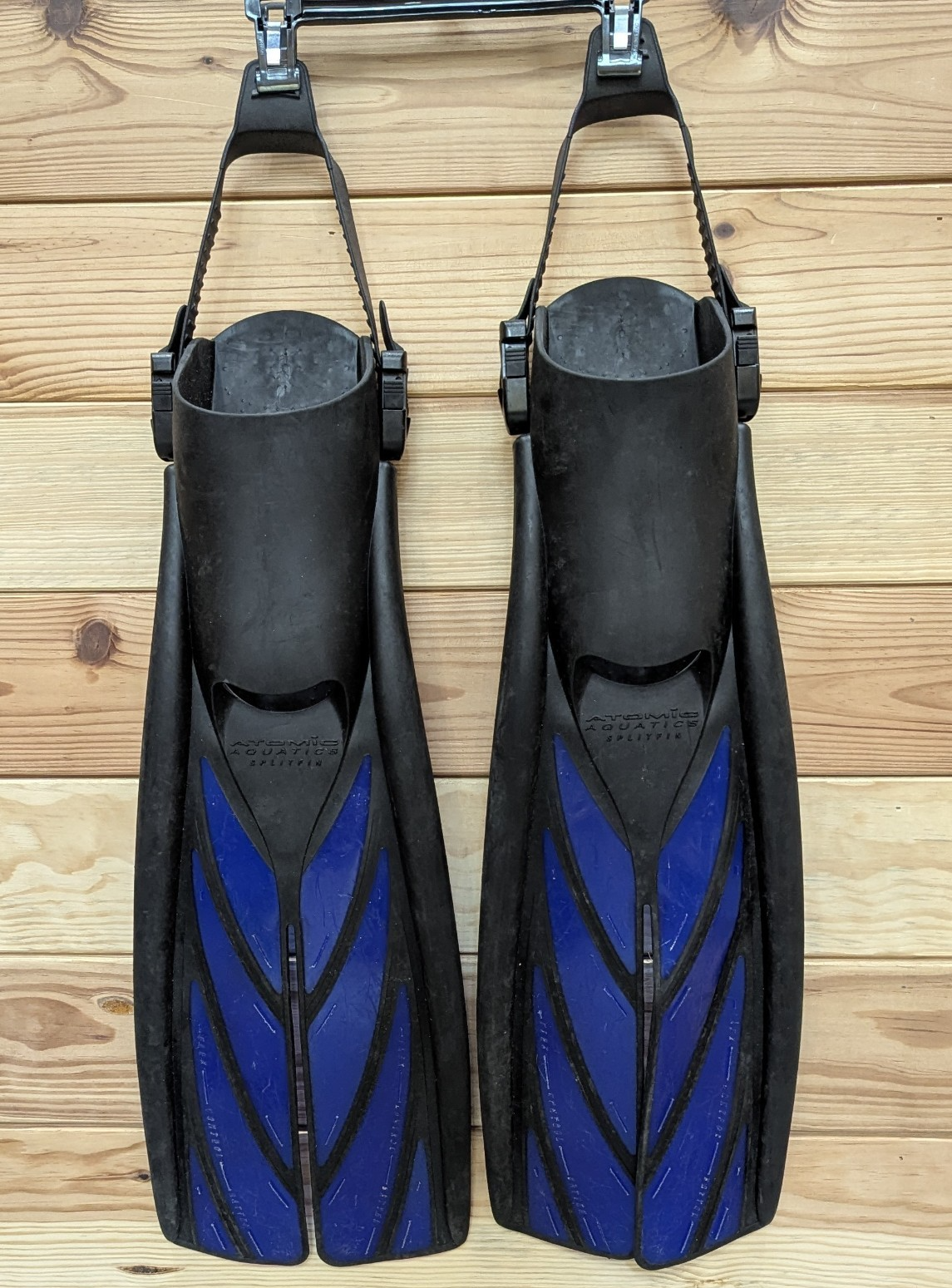 Atomic Aquatics Split Fin Blue Size XL Adjustable Straps Open Heel Scuba Dive0