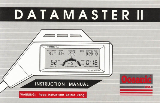 Oceanic DataMaster II, 2 Scuba Dive Computer Printed Manual