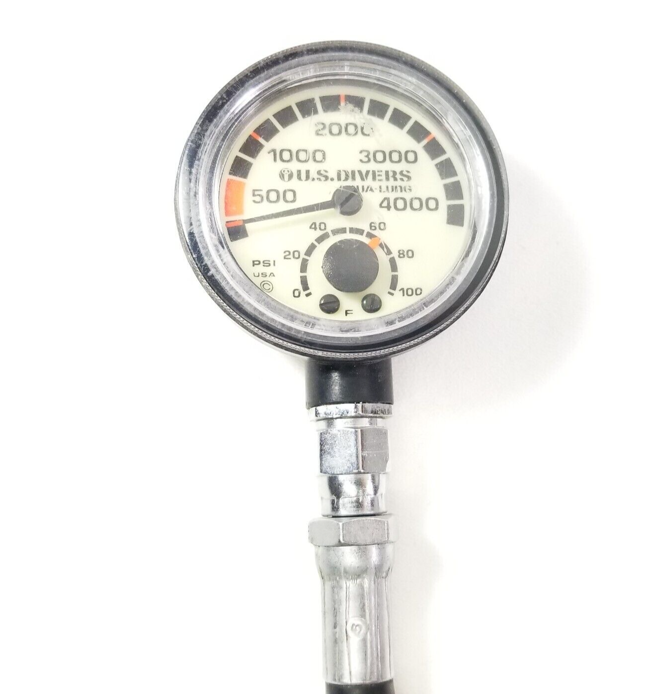 US Divers Aqua Lung 4000 PSI SPG Pressure Gauge Scuba Dive Thermometer 37" Hose