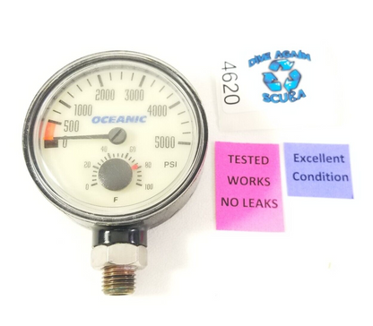 Oceanic 5000 PSI SPG Submersible Pressure Gauge + Thermometer 5,000 Scuba  #4620