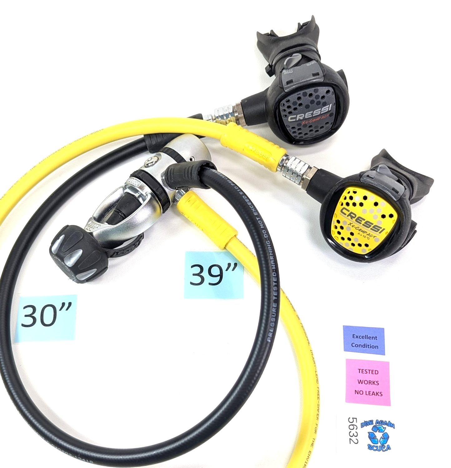 Cressi XS Compact AC2 Complete Regulator Set Yoke 1st, 2nd Stage, Octo EXCELLENT0