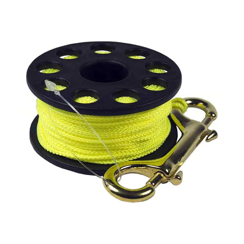 Scuba Diving Dive Compact Finger Spool Reel 100ft - Yellow Line With Double Clip0