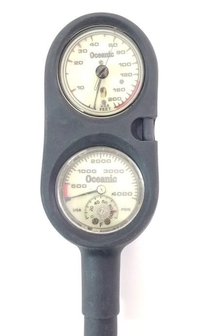 Oceanic Scuba Navigator 2 or 3 Gauge Complete Console SPG Pressure, Depth, Slate3