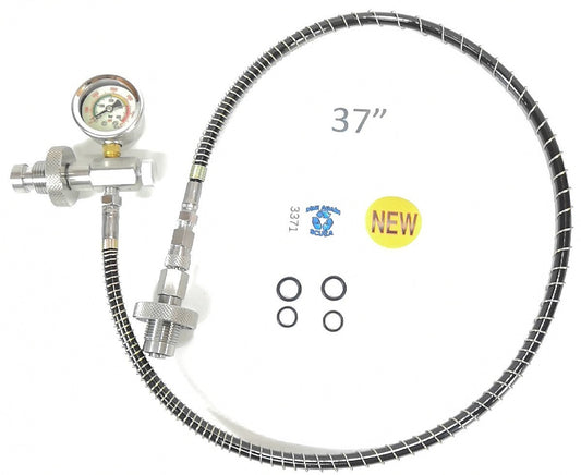 DIN Scuba Tank to Tank Air Equalizer, Transfer Hose Crossover Dive 3ft + SPG0