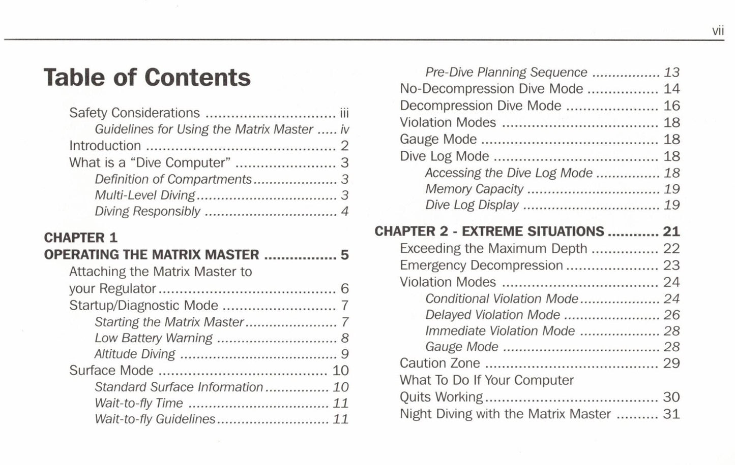 US Divers / Aqua Lung Matrix MASTER Scuba Dive Computer Printed Manual SeaBrite1