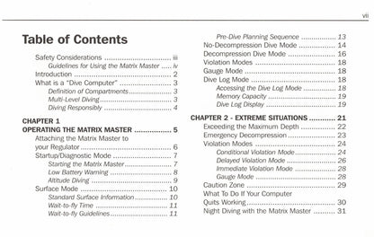 US Divers / Aqua Lung Matrix MASTER Scuba Dive Computer Printed Manual SeaBrite1
