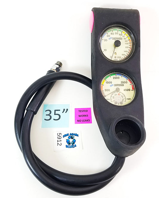 Sherwood Scuba Dive 2 Gauge Console Genesis 4500 SPG 200ft Depth           #59120