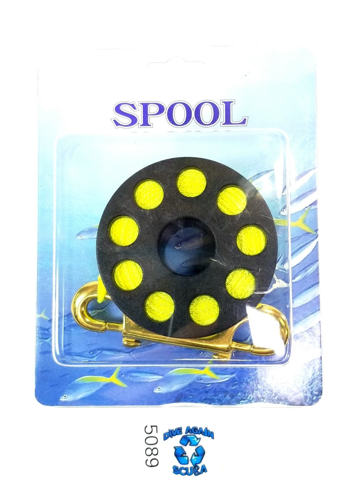 Scuba Diving Dive Compact Finger Spool Reel 100ft - Yellow Line With Double Clip1