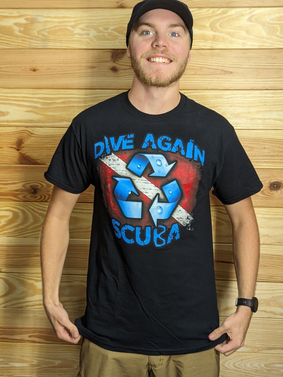 Dive Again Scuba Logo T-Shirt 100% Cotton Black Small, Medium, Large, XL Unisex