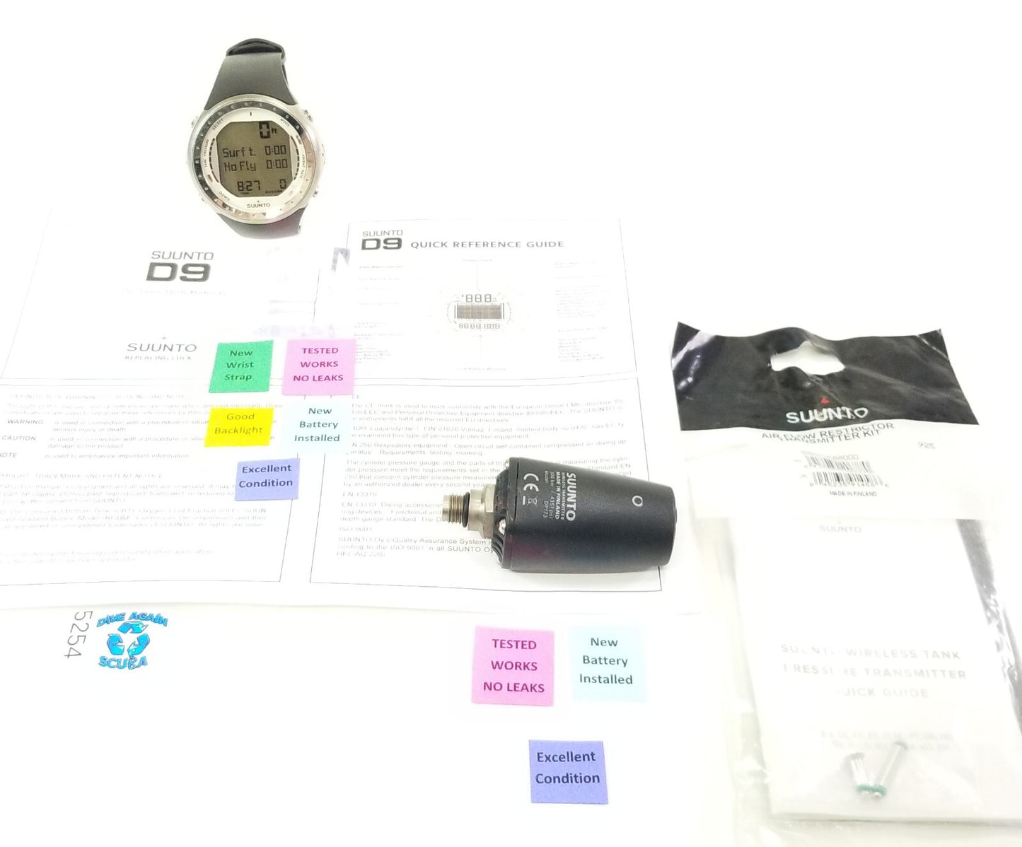 SUUNTO D9 Titanium SCUBA DIVE COMPUTER + Transmitter WRIST WATCH Wireless Nitrox1