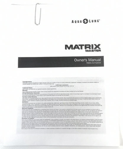 US Divers / Aqua Lung Matrix MASTER Scuba Dive Computer Printed Manual SeaBrite3