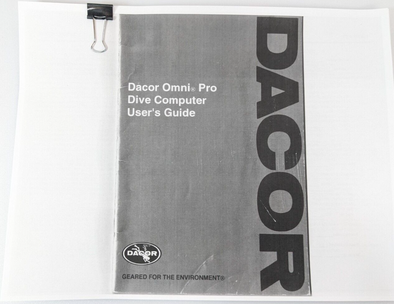 Dacor Omni Pro Scuba Dive Computer Instruction Printed Manual1